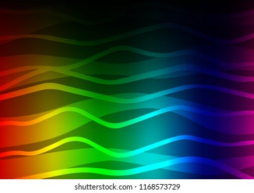 Dark Multicolor, Rainbow vector cover with long lines. Glitter abstract illustration with colored sticks. The pattern can be used as ads, poster, banner for commercial.