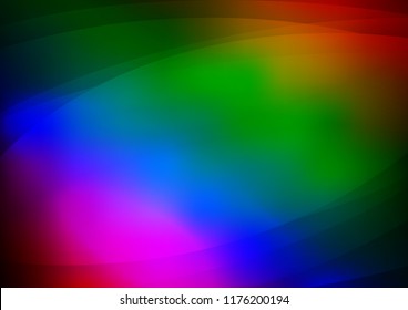 Dark Multicolor, Rainbow vector cover with long lines. Lines on blurred abstract background with gradient. The pattern can be used for busines ad, booklets, leaflets