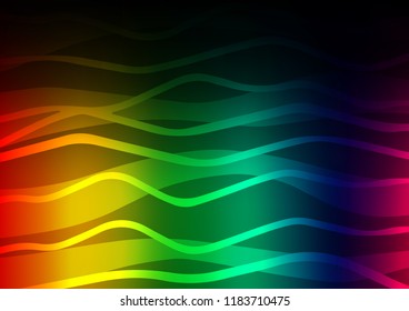 Dark Multicolor, Rainbow vector cover with long lines. Glitter abstract illustration with colored sticks. Best design for your ad, poster, banner.