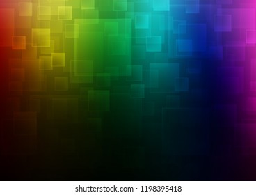 Dark Multicolor, Rainbow vector cover in polygonal style. Modern abstract illustration with colorful rectangles. Smart design for your business advert.