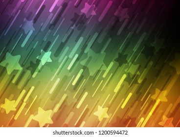 Dark Multicolor, Rainbow vector cover with long lines. Shining colored illustration with narrow lines. The template can be used as a background.