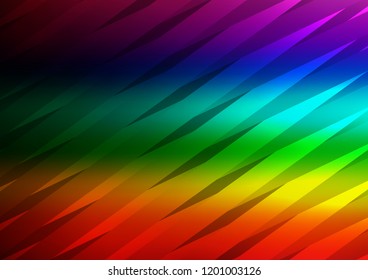 Dark Multicolor, Rainbow vector cover with long lines. Decorative shining illustration with lines on abstract template. Best design for your ad, poster, banner.