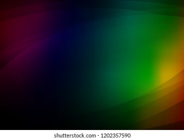 Dark Multicolor, Rainbow vector cover with long lines. Lines on blurred abstract background with gradient. Best design for your ad, poster, banner.