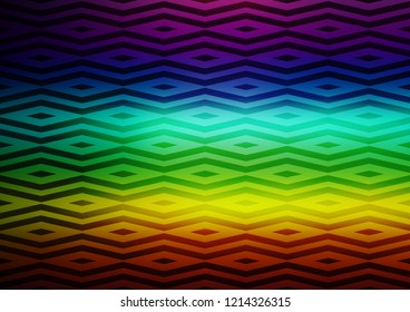 Dark Multicolor, Rainbow vector cover in polygonal style. Illustration with set of colorful triangles. Best design for your ad, poster, banner.