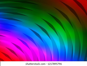Dark Multicolor, Rainbow vector cover with long lines. Lines on blurred abstract background with gradient. Smart design for your business advert.