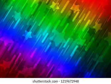 Dark Multicolor, Rainbow vector cover with long lines. Modern geometrical abstract illustration with staves. The pattern can be used for busines ad, booklets, leaflets