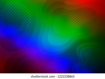 Dark Multicolor, Rainbow vector cover with long lines. Modern geometrical abstract illustration with staves. Smart design for your business advert.