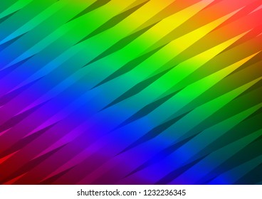 Dark Multicolor, Rainbow vector cover with long lines. Blurred decorative design in simple style with lines. The pattern can be used for busines ad, booklets, leaflets