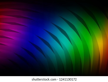 Dark Multicolor, Rainbow vector cover with long lines. Modern geometrical abstract illustration with staves. Best design for your ad, poster, banner.