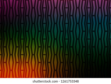 Dark Multicolor, Rainbow vector cover with long lines. Decorative shining illustration with lines on abstract template. The template can be used as a background.