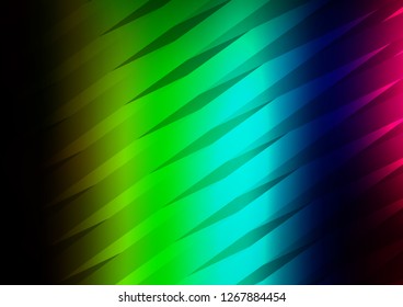 Dark Multicolor, Rainbow vector cover with long lines. Shining colored illustration with narrow lines. The pattern can be used for busines ad, booklets, leaflets