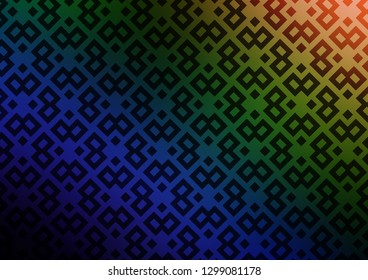 Dark Multicolor, Rainbow vector cover in polygonal style. Illustration with set of colorful rectangles. Smart design for your business advert.