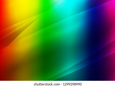 Dark Multicolor, Rainbow vector cover with long lines. Glitter abstract illustration with colored sticks. Smart design for your business advert.