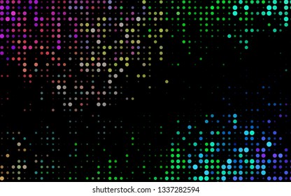 Dark Multicolor, Rainbow vector cover with spots. Abstract illustration with colored bubbles in nature style. Pattern of water, rain drops.