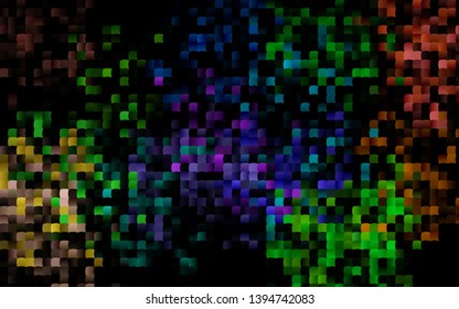 Dark Multicolor, Rainbow vector cover in polygonal style. Beautiful illustration with rectangles and squares. Modern template for your landing page.