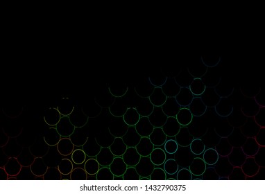 Dark Multicolor, Rainbow vector cover with spots. Beautiful colored illustration with blurred circles in nature style. Pattern of water, rain drops.