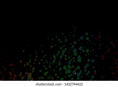 Dark Multicolor, Rainbow vector cover with small and big stars. Decorative shining illustration with stars on abstract template. The pattern can be used for websites.