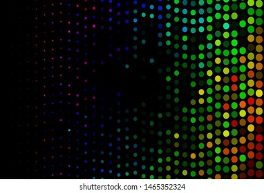 Dark Multicolor, Rainbow vector cover with spots. Blurred decorative design in abstract style with bubbles. Pattern for ads, leaflets.