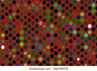 Dark Multicolor, Rainbow vector cover with spots. Blurred decorative design in abstract style with bubbles. Pattern for ads, leaflets.