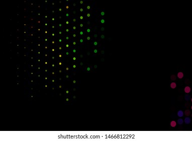 Dark Multicolor, Rainbow vector cover with spots. Abstract illustration with colored bubbles in nature style. Pattern for ads, leaflets.