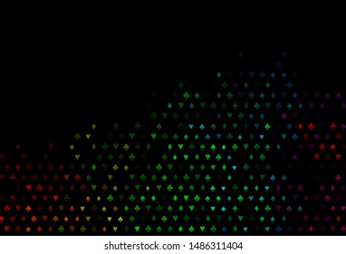 Dark Multicolor, Rainbow vector cover with symbols of gamble. Colored illustration with hearts, spades, clubs, diamonds. Pattern for leaflets of poker games, events.