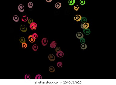 Dark Multicolor, Rainbow vector cover with spots. Glitter abstract illustration with blurred drops of rain. Pattern of water, rain drops.