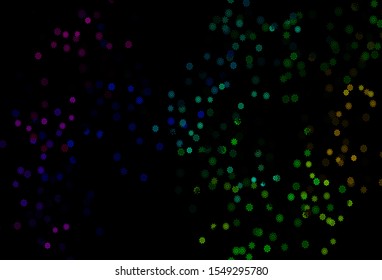 Dark Multicolor, Rainbow vector cover with beautiful snowflakes. Blurred decorative design in xmas style with snow. The pattern can be used for new year leaflets.