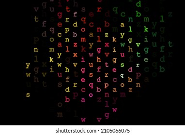 Dark multicolor, rainbow vector cover with english symbols. Shining illustration with ABC symbols on abstract template. The pattern can be used as ads, poster, banner for books.