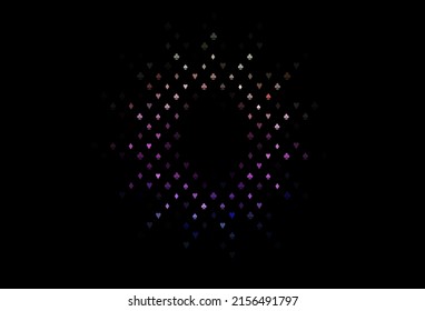 Dark multicolor, rainbow vector cover with symbols of gamble. Shining illustration with hearts, spades, clubs, diamonds. Pattern for booklets, leaflets of gambling houses.