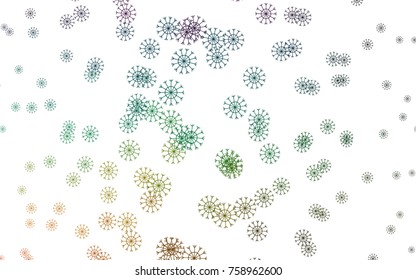 Dark Multicolor, Rainbow vector cover with beautiful snowflakes. Modern geometrical abstract illustration with crystals of ice. The template can be used as a new year background.