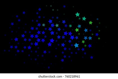 Dark Multicolor, Rainbow vector cover with small and big stars. Stars on blurred abstract background with gradient. The pattern can be used for wrapping gifts.