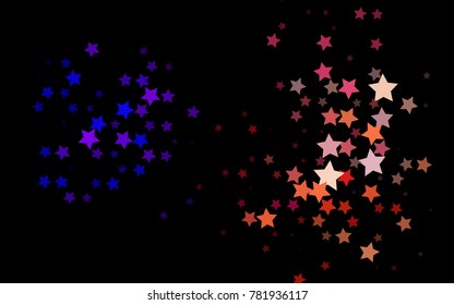 Dark Multicolor, Rainbow vector cover with small and big stars. Stars on blurred abstract background with gradient. The pattern can be used for websites.