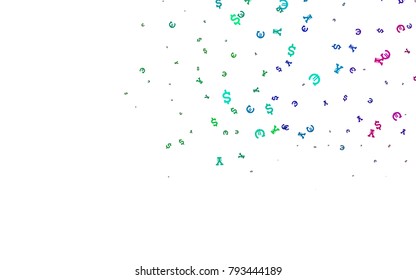 Dark Multicolor, Rainbow vector cover with Euro, Dollar, Yen signs. Shining colored illustration with EUR, USD, JPY signs. The pattern can be used for ad, booklets, leaflets of banks.
