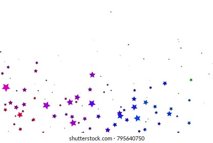 Dark Multicolor, Rainbow vector cover with small and big stars. Glitter abstract illustration with colored stars. The pattern can be used for new year ad, booklets.