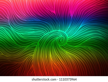 Dark Multicolor, Rainbow vector  curved texture. A vague abstract illustration with doodles. The pattern can be used for coloring books and pages for kids.