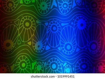 Dark Multicolor, Rainbow vector doodle blurred pattern. Creative illustration in blurred style with doodles and Zen tangles. A new texture for your design.