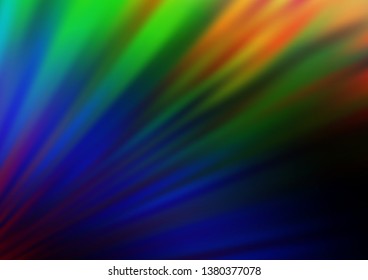 Dark Multicolor, Rainbow vector glossy abstract background. A completely new color illustration in a bokeh style. Brand new style for your business design.
