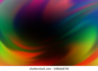 Dark Multicolor, Rainbow vector glossy abstract background. Shining colored illustration in smart style. New way of your design.