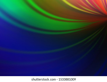 Dark Multicolor, Rainbow vector glossy bokeh pattern. Modern geometrical abstract illustration with gradient. A completely new template for your design.