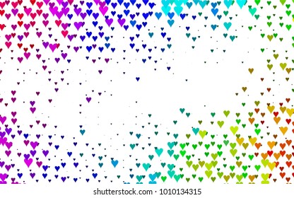 Dark Multicolor, Rainbow vector greeting Card Happy Valentine's Day. Pattern with isolated hearts on the white background. Colored illustration for your banner, website, advert.