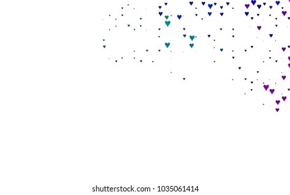 Dark Multicolor, Rainbow vector greeting Card Happy Valentine's Day. Pattern with isolated hearts on the white background. Colored illustration for your banner, website, advert.