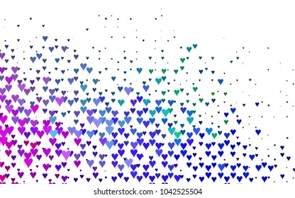Dark Multicolor, Rainbow vector greeting Card Happy Valentine's Day. Pattern with isolated hearts on the white background. Colored illustration for your banner, website, advert.