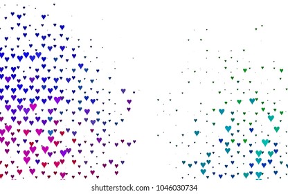 Dark Multicolor, Rainbow vector greeting Card Happy Valentine's Day. Pattern with isolated hearts on the white background. Colored illustration for your banner, website, advert.