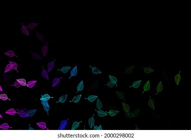 Dark Multicolor, Rainbow vector hand painted background. Brand new colorful illustration in modern style with leaves. Brand new design for your business.