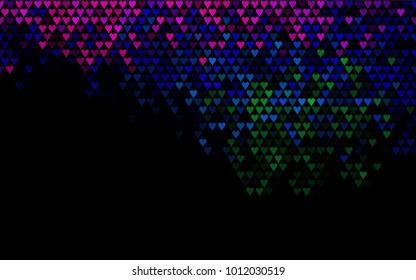 Dark Multicolor, Rainbow vector hearts isolated on white background. Cool pattern in origami style with gradient for Valentine day. Graphic illustration for your business design.