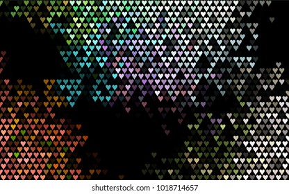 Dark Multicolor, Rainbow vector hearts isolated on white background. Cool pattern in origami style with gradient for Valentine day. Graphic illustration for your business design.