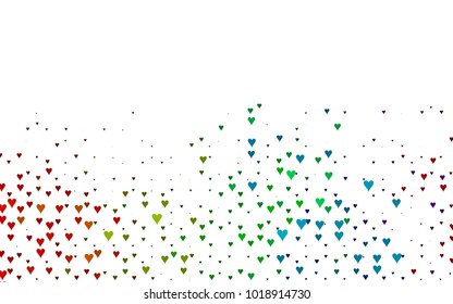 Dark Multicolor, Rainbow vector hearts isolated on white background. Cool pattern in origami style with gradient for Valentine day. Graphic illustration for your business design.