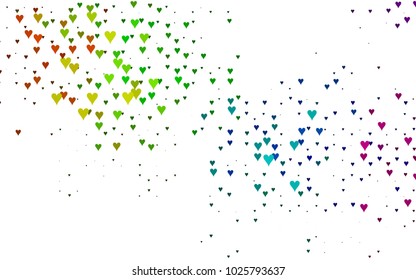 Dark Multicolor, Rainbow vector hearts isolated on white background. Cool pattern in origami style with gradient for Valentine day. Graphic illustration for your business design.