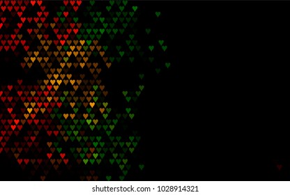 Dark Multicolor, Rainbow vector hearts isolated on white background. Cool pattern in origami style with gradient for Valentine day. Graphic illustration for your business design.