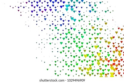 Dark Multicolor, Rainbow vector hearts isolated on white background. Cool pattern in origami style with gradient for Valentine day. Graphic illustration for your business design.